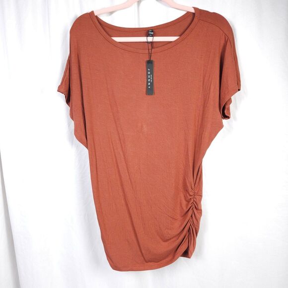 NWT Made By Johnny Womens Small Short Sleeve Draped Dolman Top w/ Side Shirring - Picture 1 of 7